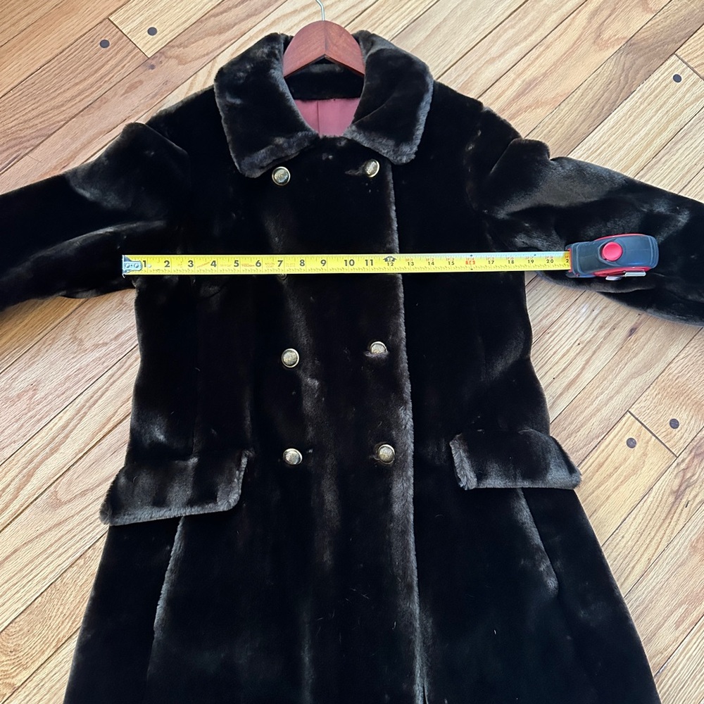 Luxurious Vintage Double-Breasted Chocolate Brown Faux Fur Teddy Coat W/P-S - Picture 10 of 11